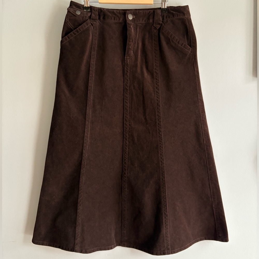 90s Eddie Bauer Dark Brown Corduroy A-Line Skirt